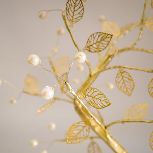 Golden Pearl Fairy Light Tree With Leaves