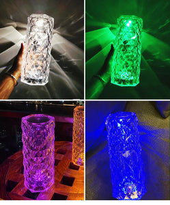 Rose Light And Shadow Projector LED Night Light Diamond Crystal Atmosphere Lamp USB Touch Control Bedside Decor Night Light