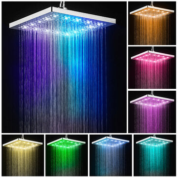 Showerhead 8  LED Rainfall Square Shower Head Automatically 7 Color-Changing