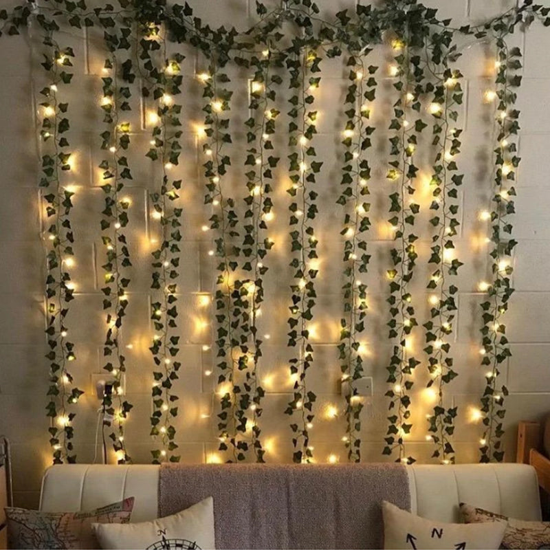 The Original Ivy Leaf Fairy Lights Curtain 12 pieces