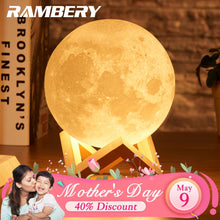 Load image into Gallery viewer, moon lamp 3D print night light Rechargeable 3 Color Tap Control lamp lights 16 Colors Change Remote LED moon light gift
